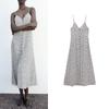 Spring New V-neck Midi Suspender Skirt Decorated Row Button Flower Print Underwear Style Dress 8741061