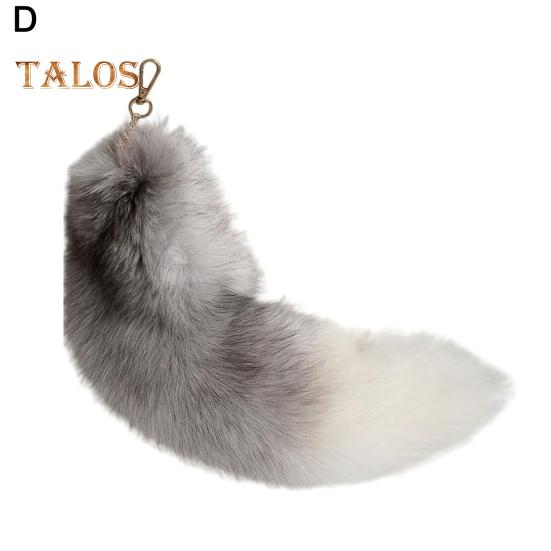 Fuskrävsvans Nyckelring Hänge Handgjord Fuskpäls Svans Cosplay Renässans Furry Svans Handväsketillbehör