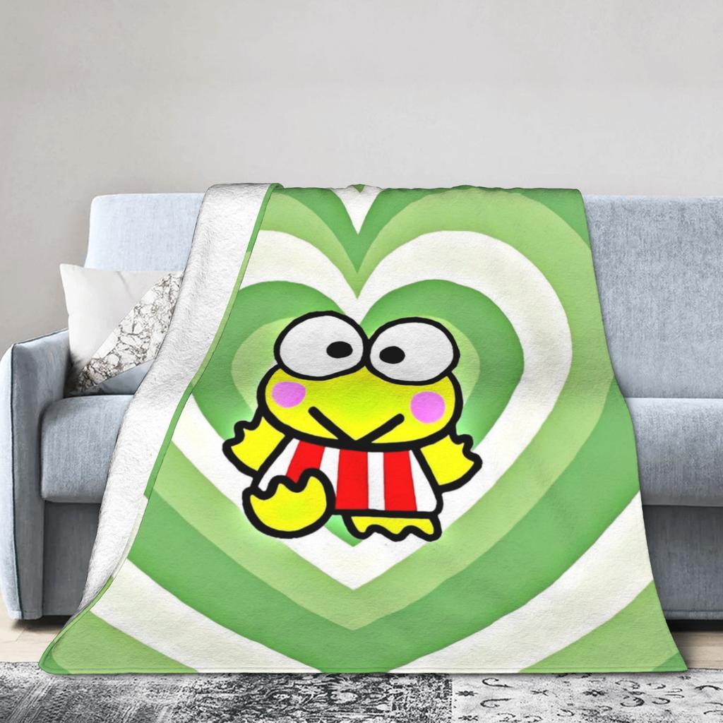 Keroppi Flannel Blankets Anime  Fashion Throw Blankets for Home 125*100cm Bedspread,