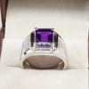 Amethyst Emerald Cut Gemstone With 925 Sterling Silver Ring For Men's #B718 JL375692748331