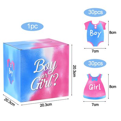 Abstimmungsbox zur Enthüllung des Geschlechts des Babys mit 60 Karten, Spiele zur Enthüllung des Geschlechts von Jungen oder Mädchen, Partyzubehör, Ideen, Babyparty-Dekoration