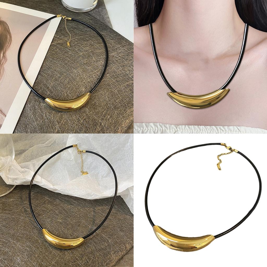 Elegant Titanium Steel Necklace Women Jewelry Adjustable Leather Cord Necklace Perfect for Daily Wear and Any Occasion