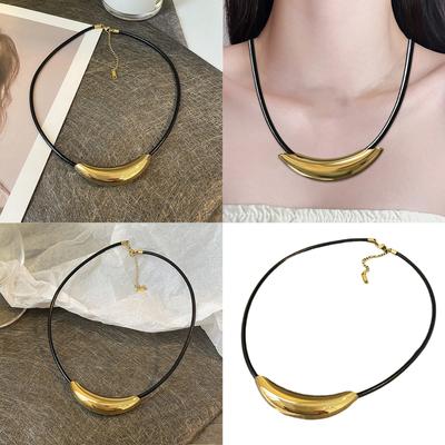 Fashionable Women Titanium Steel Pendant Necklace Leather Rope Jewelry Stylish Jewelry Comfortable for Everyday Wear