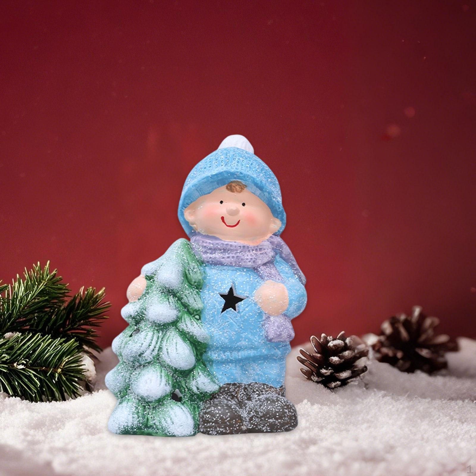 

Christmas Figurine Decor Table Centerpiece Creative LED Decorative Figure Ceramic