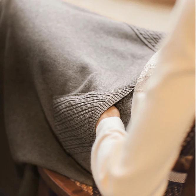 Zimní Dámský Pletený Kapsa Nadýchaný Volný Vlna Střední A Dlouhý ' Sukně Volnočasový Denní Velbloudí Barva