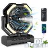20000mAh Camping Fan Battery Operated Industrial Style Fan 4 LED & 4 Speeds Desk Fan Remote Rechargeable Outdoor Fans for Tent