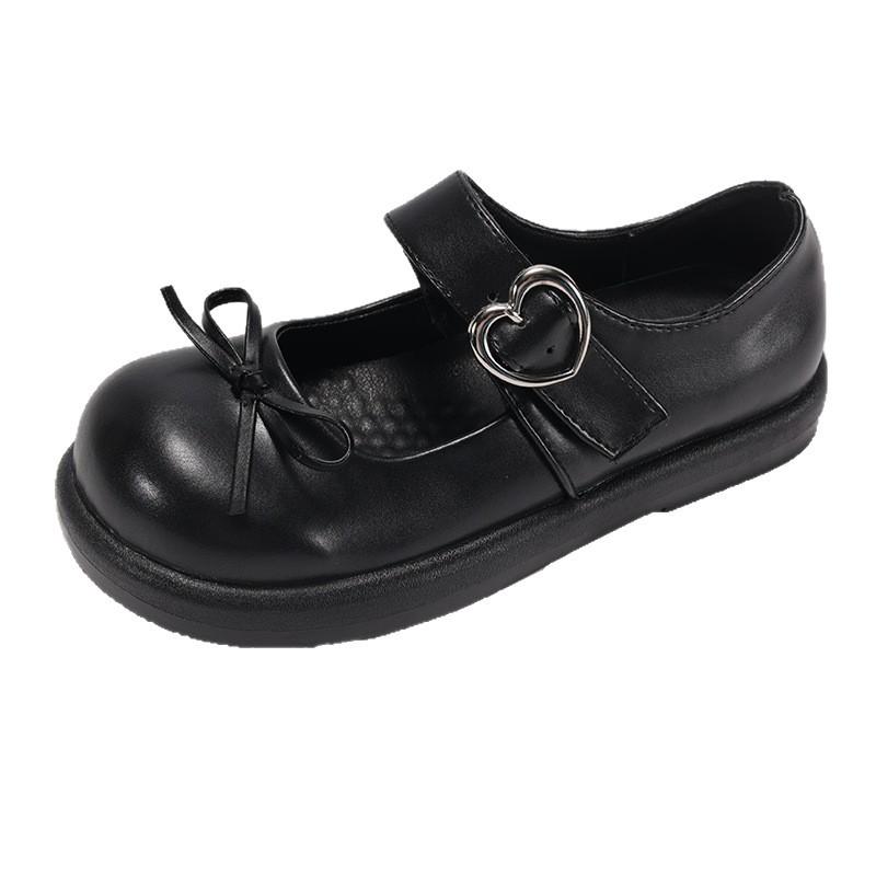 Black Retro British Style Flat Bottom Inner Height Increase Small Leather Shoes Women's 2025 New Summer Skirt Mary Jane Single Shoes