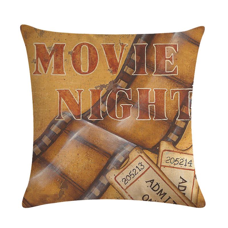 Oil Painting Moive Guitar Cushion Covers Art 45x45cm Cotton Linen Pillow Cover for Sofa Square Decorate Throw Pillow Cover