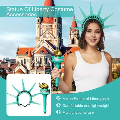 Cosplay Headband Statua Wolności Korona i Pochodnia Zestaw American Landmark Statua Wolności Akcesoria Cosplay dla Kobiet Halloween Costume Party