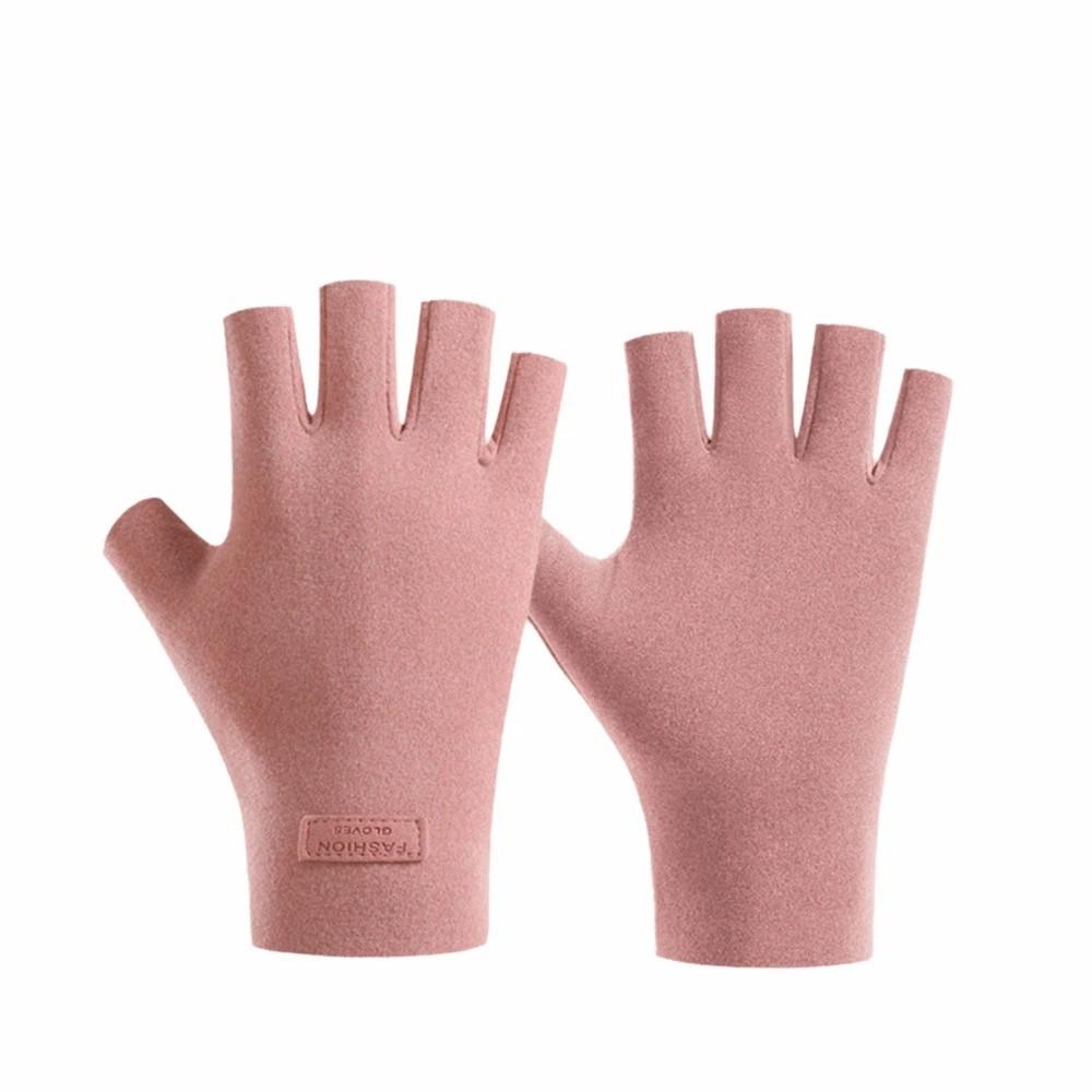 

Double-sided Plus Velvet Half-finger Gloves Elastic German Velvet Fingerless Gloves Solid Color Winter Gloves Autumn and Winter рожевий