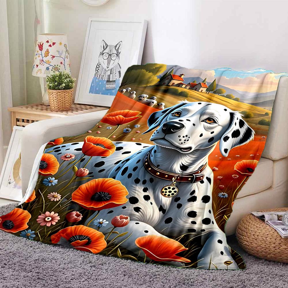 1pc Dalmatian dog Blanket Lightweight Blanket Throw Blanket For Sofa, Bed, Travel, Camping, Livingroom, Office yy251010072