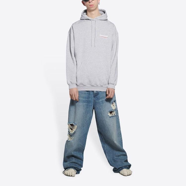 Balenciaga Political Campaign Hoodie Medium Fit 'Grey' Men's 600583TKVI91379