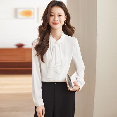 Blusa Elegante da Donna a Maniche Lunghe con Nastro