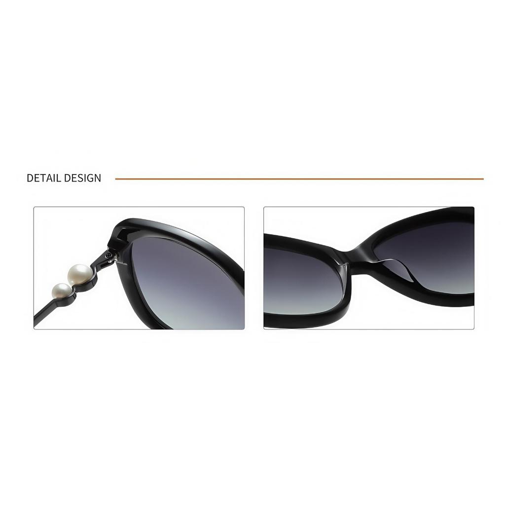 Jennie Style Polarized Square Frame Sunglasses with Pearl Accents