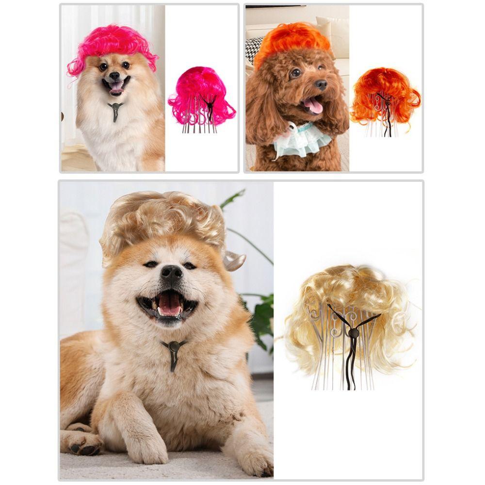 Lightweight Adjustable Straps Pet Cosplay Wig Funny Breathable Dog Cat Dress Up Wig Comical Washable Pet Costume Wig Christmas