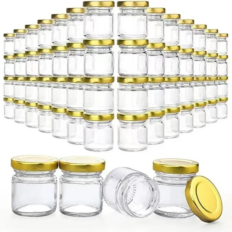 1.5Oz Hexagon Mini Glass Honey Jars Sealed Jars with Bee Pendants,Jutes,Wood Dipper Jam Jars for Party Favors Wedding Birthday
