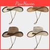 Western Cowboy Hat With Wide Brim Breathable Straw Sun Protection For Outdoor Travel