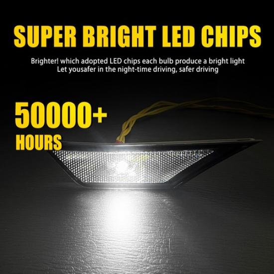 2PCS Smoked Lens LED Side Marker White Light L+R Fit 2016- Honda Civic Sedan