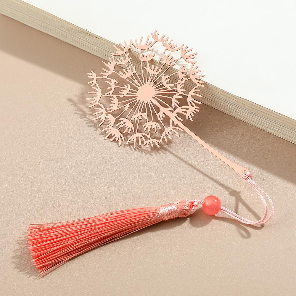 1Pc Golden Retro Art Metal Plant Vein Bookmark with Tassel Reading Book Accessories Index Tab Fringe Gift for Teachers Students