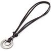 Geschenk Kaffee Schwarz Doppelkreis Halskette Herren Damen Anhänger Schmuck Verstellbare Lederschnur