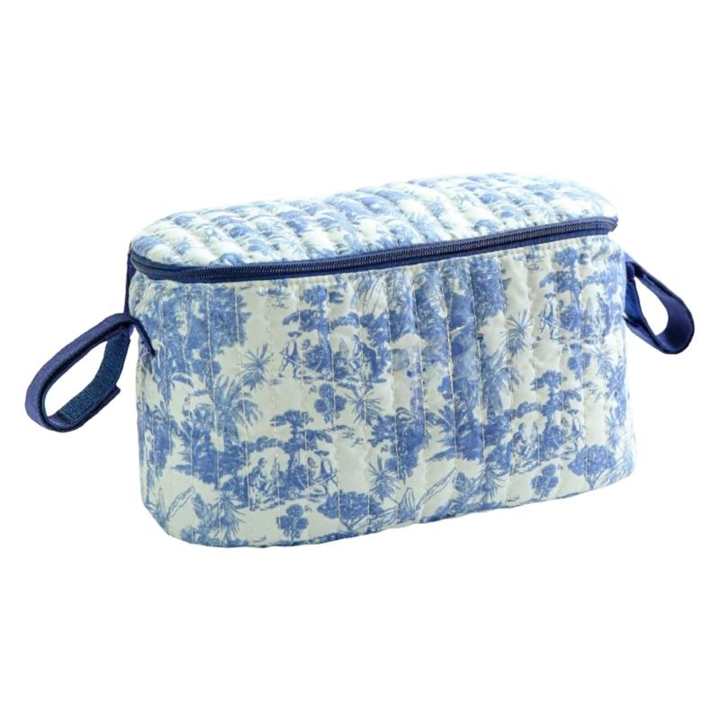 

Pushchair Storage Bag Baby Strollers Hanging Bag Flower Printed Polyester Bag Organizer Pouch for Toy Diaper Water Bottle синій