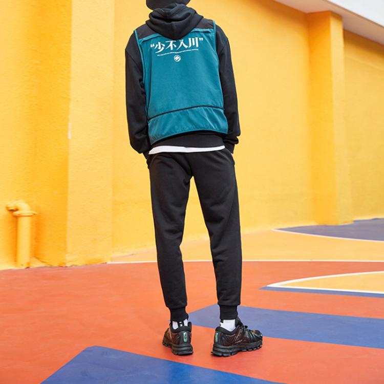 Li Ning Badfive Basketball Series Pattern Loose Cuff Sports Long Pants Men bottoms Black AKLQA75-3