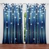 Shiny Gradient Blue Printed Curtain for Home Decor - Rod Pocket Window Treatment for Bedroom, Kitchen, Living Room