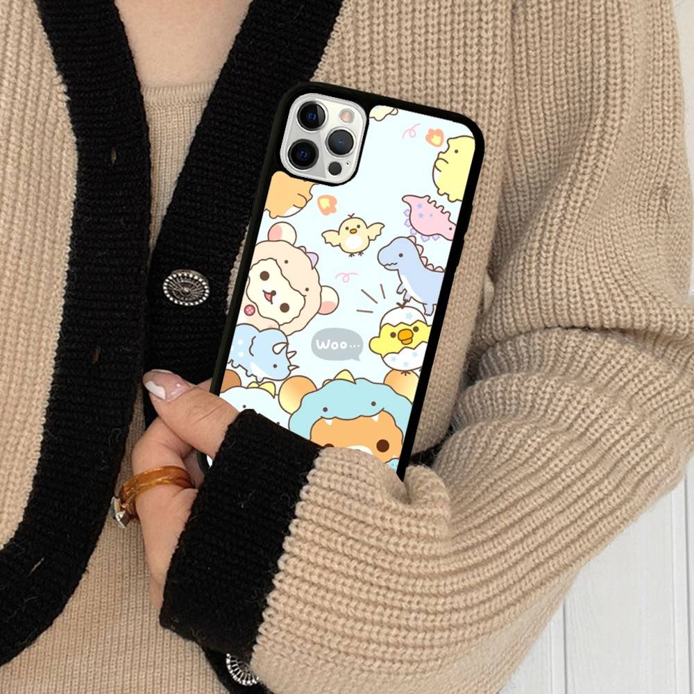 Anime Cute Cartoon Rilakkuma Movie For IPhone 17 16 15 14 13 12 11 Mini Pro Max Plus PC+TPU Back Phone Cover