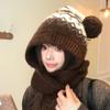 Warm Lining Hooded Neck Warmer Thick Material Winter Knit Hat Cozy Ear Protection Hat For Women