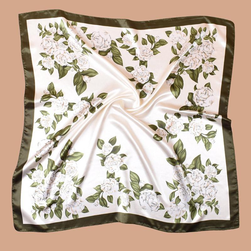 Luxury Desig Silk Hair Square Scarf Women Satin Neck Tie Hand Wrist Foulard Summer Print Shawl Wraps Head Kerchief Hijab Bandana