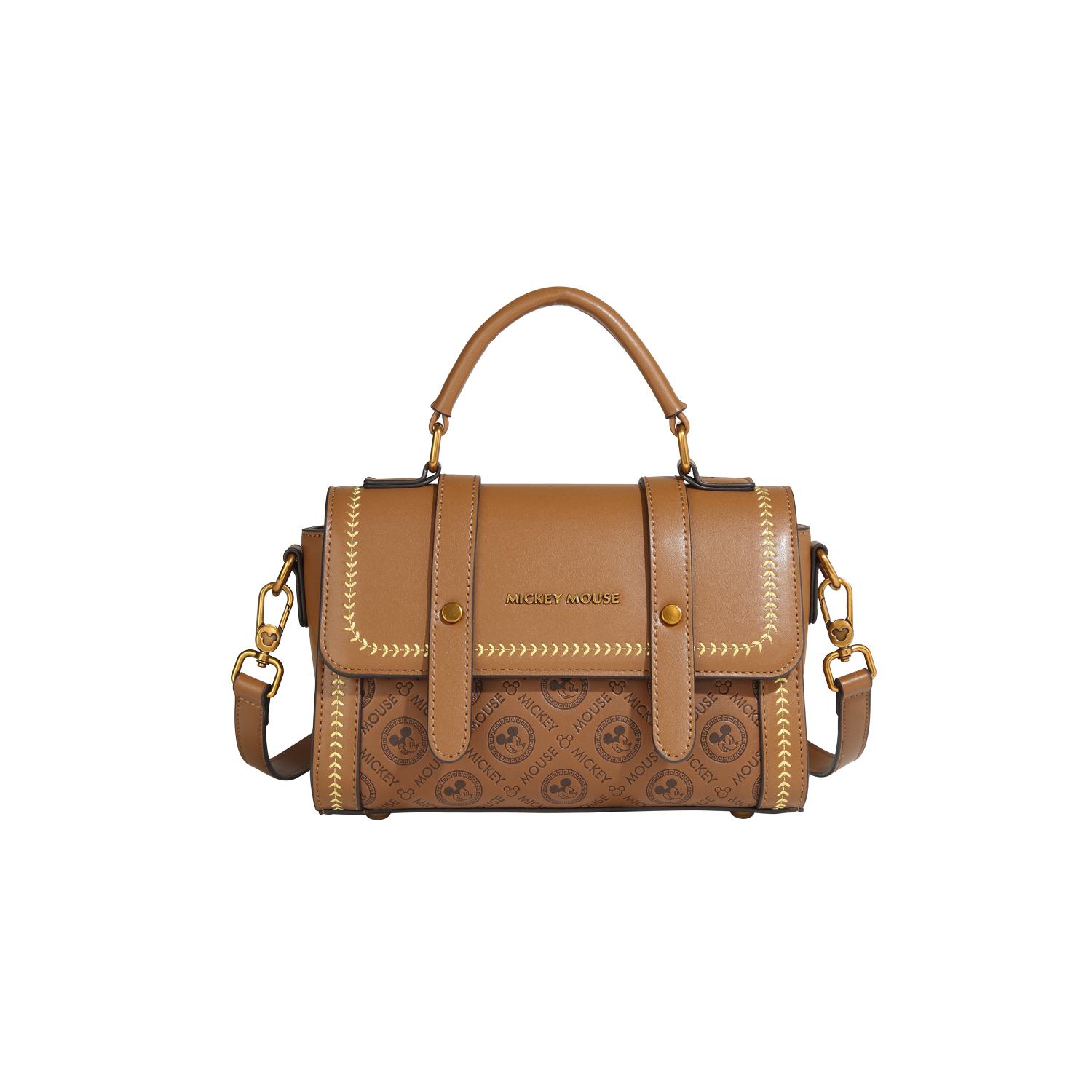 

New Disney Mickey Series PU Small Square Bag, Crossbody Handbag Trumpets Women s Brown BMK-71139K 21.1*8.9*11.9CM