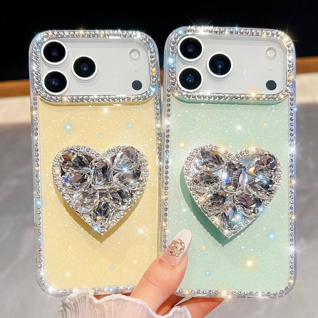 Gem Love Ständer für IPhone17Air Handyhülle für Apple 16E Diamant Glitzerpuder 15Promax