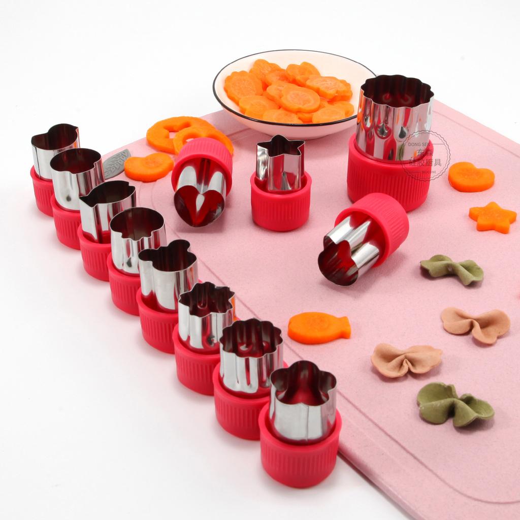 12Pcs/Set Rice Vegetable Fruit Cutter Mold Flowers Cartoon Stainless Steel Cake Cookie Biscuit Cutting Shape Tools