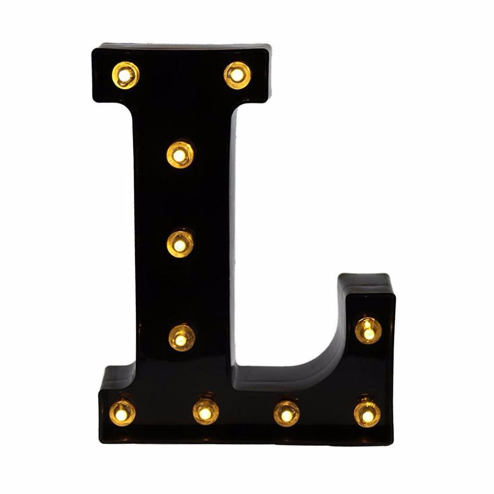 Newly Design Led Letters Lights 26 Alphabet Black Decorative Marquee Lamps for Wedding Party Birthday Home Bar Decoration