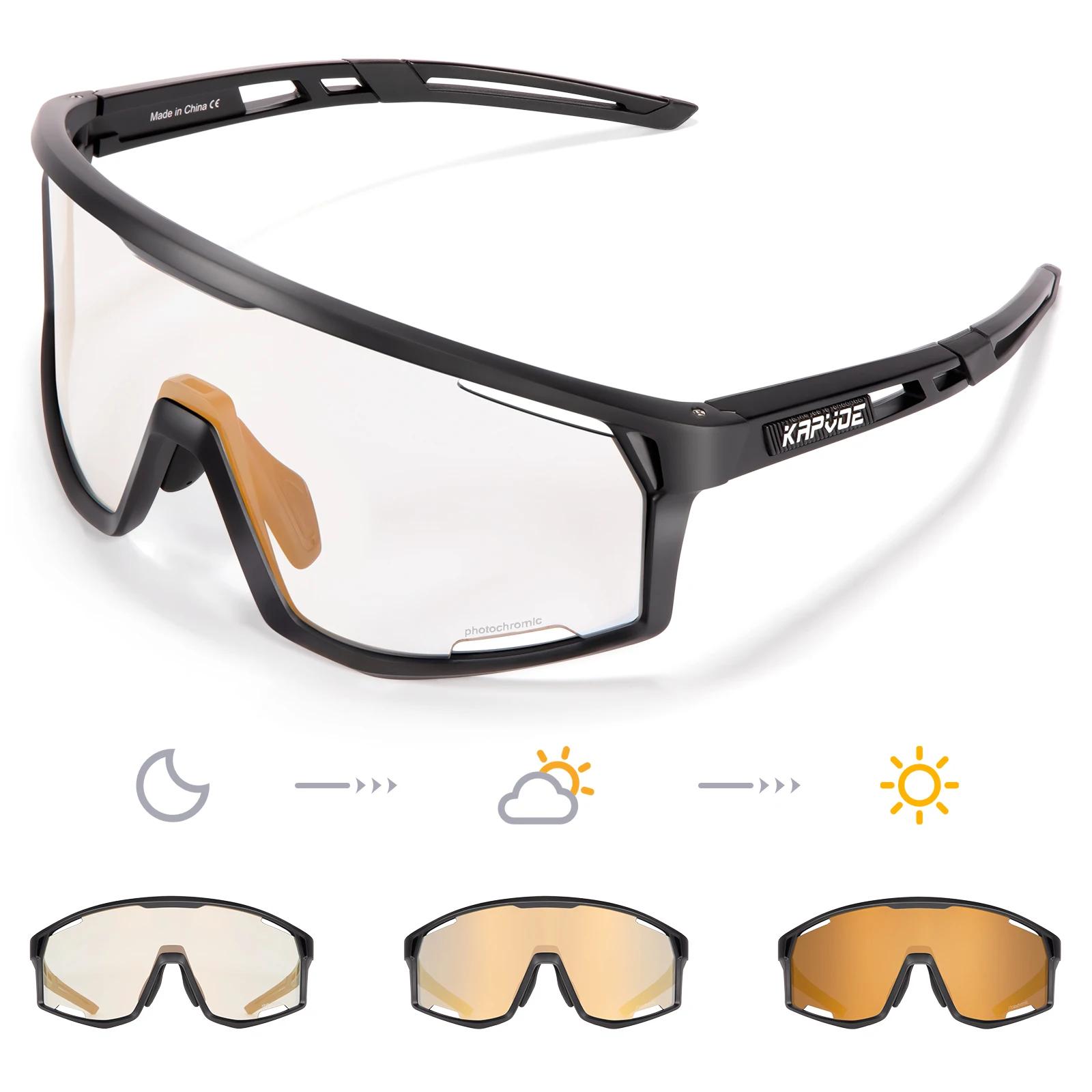 My Extreme Outdoor Activities Men's Black Kapvoe Photochromic Cycling Glasses Uv400 Mtb Clear Mountain Bike Transition Bicycle Sunglasses For Wo Sports Eyewear