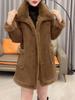 Women's Warm Leather & Fur Jacket - Autumn/Winter Long Sleeve Lapel