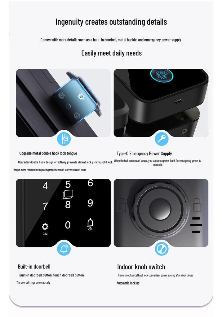 Fingerprint Glass Door Lock for Frameless/Framed Doors: Smart Electronic Lock with Password for Single/Double Doors in Offices.