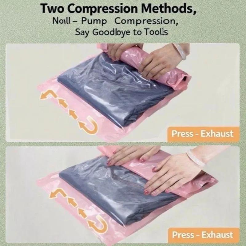 Travel Compression Bags, Roll Up Travel Space Saver Bags for Luggage, Cruise Ship Essentials Cothes, Folding Compressed Bag