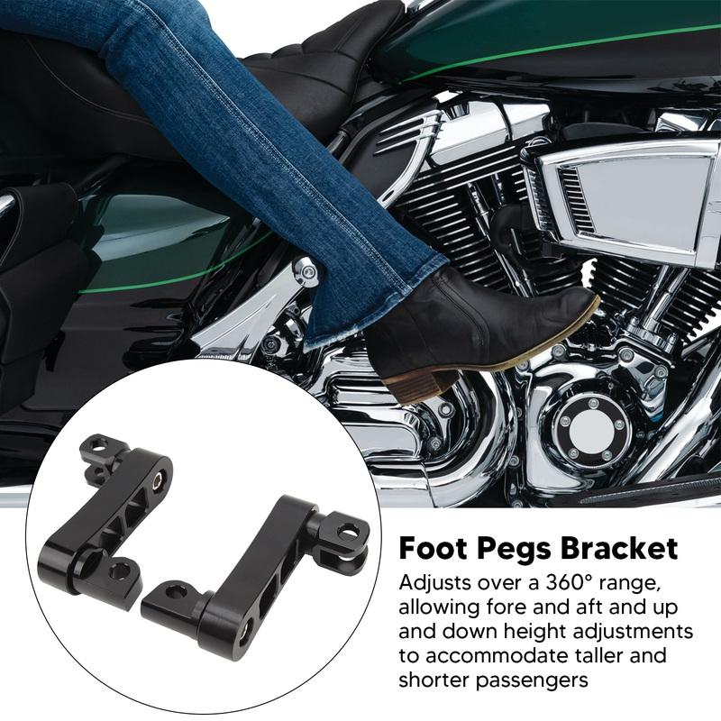Motorcycle Foot Peg Highway Bracket 360° Adjustable Rugged Foot Peg Extension Bracket for Touring Foot Peg Highway Bracket