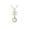 Chanel Double C Light Gold Small Double C Pearl Water Diamond Pendant Necklace Women Necklace AB2302Y47806