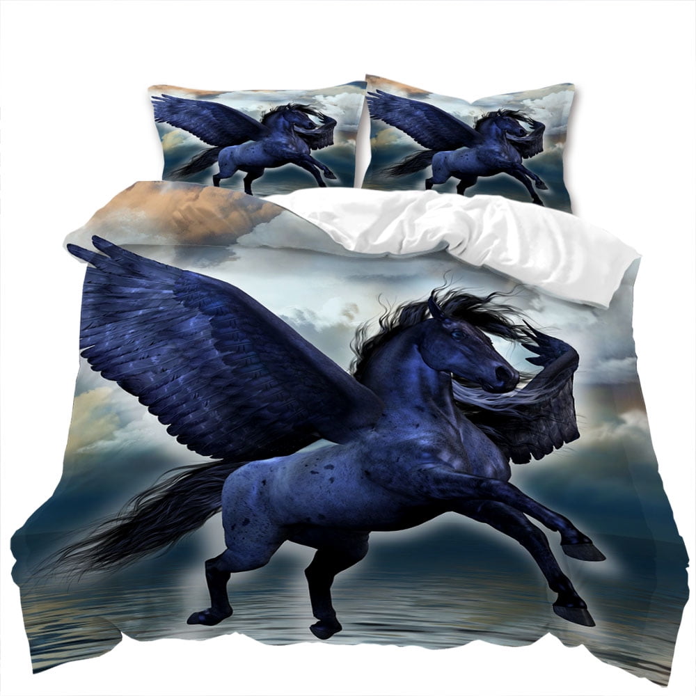 Comforter Digital Printed Unicorn Design Queen Size Bedding Girl'S Not Fading Soft And Comfortable.