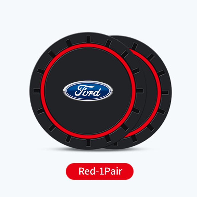For Ford 2Pcs Car Logo Silicone Coaster Anti-Slip Water Cup Drink Mats Auto Accessories Escort KA Flex Everest KA Expedition