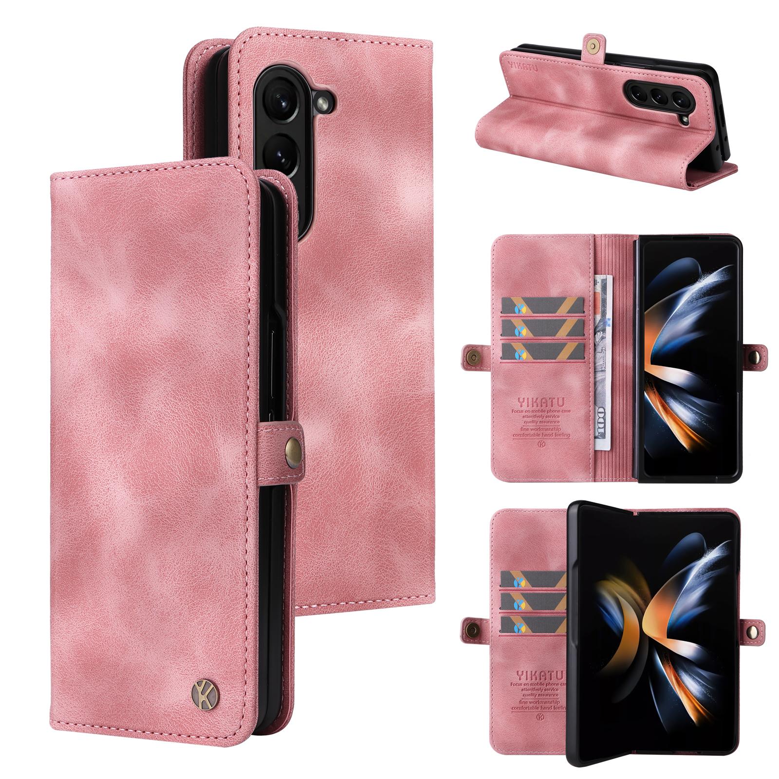 

YIKATU YK-002 For Samsung Galaxy Z Fold6 5G Case PU Leather Skin-touch Phone Cover Pink