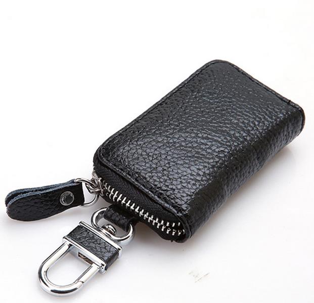 Leather Keychain Men Women Key Holder Organizer Pouch Cow Split Car Key Bag Wallet Housekeeper Key Case Small Wallet Mini Purse