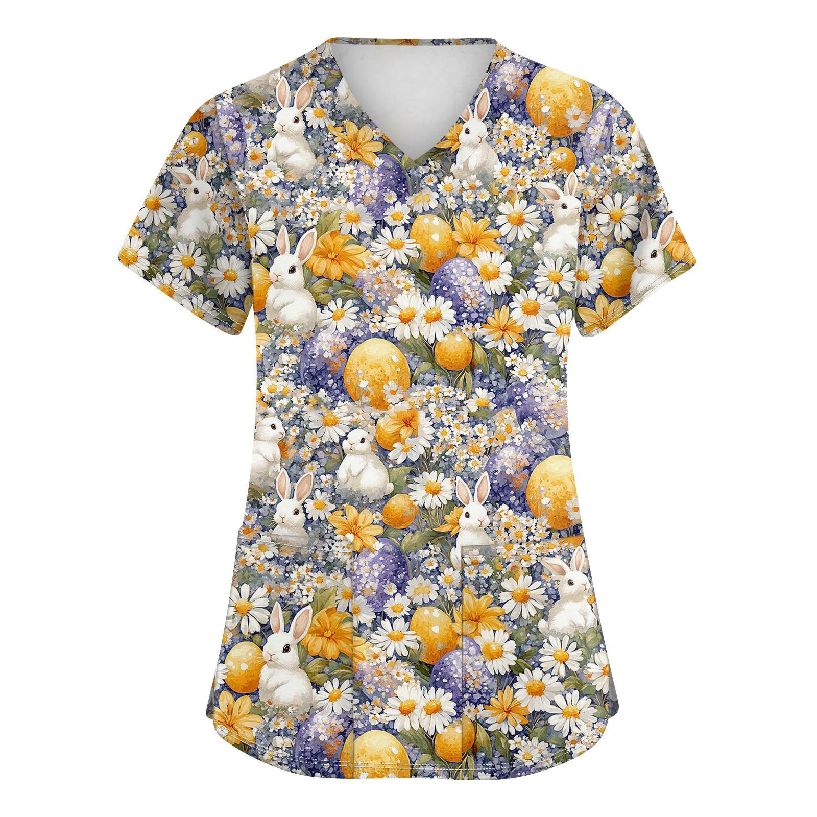 

Женская мода с v-образным вырезом, короткими рукавами и карманами, топы с принтом XXXXXL жёлтый