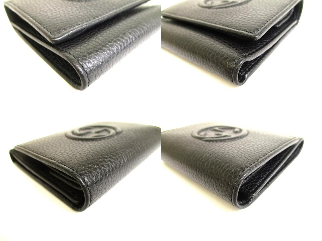 Authentic GUCCI Soho Interlocking G Black Leather Trifold Wallet Purse #9715  Refurbished