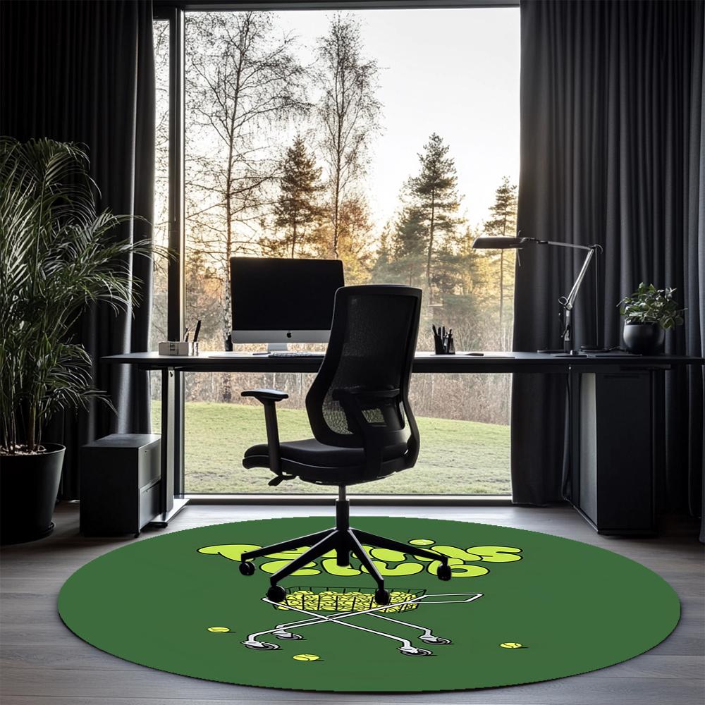 tennis Printed Round Rug Carpet Chair Rug Area Rug Entryway Doormats,for Office Chair Living Room Bedroom Kitchen Room.