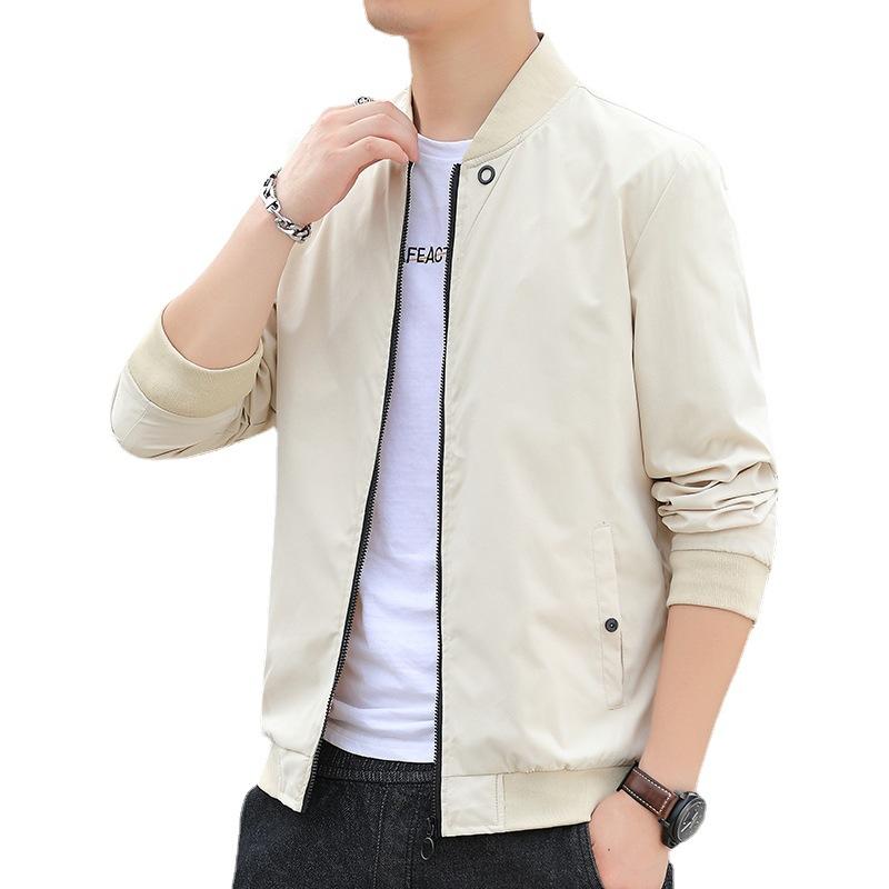 Frühling und Herbst Neue Herrenjacke Mantel Solide Baseball Neck Zipper Windbreaker Mantel Sport Fahrradmantel
