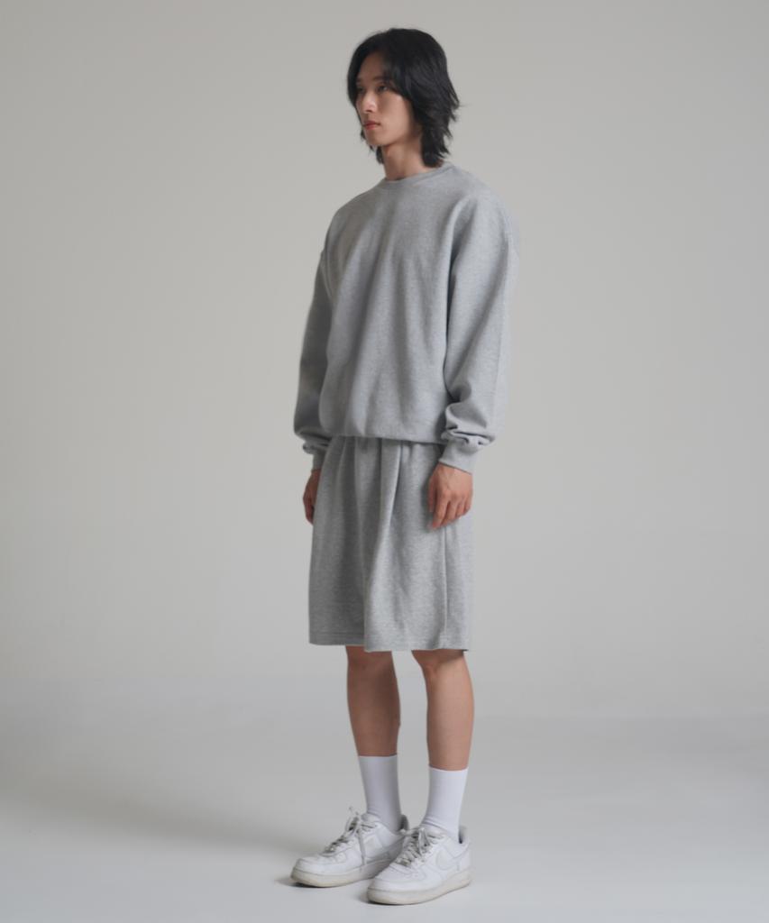 Noming One-Pleat Wide Sweat Bermuda Shorts - Grey