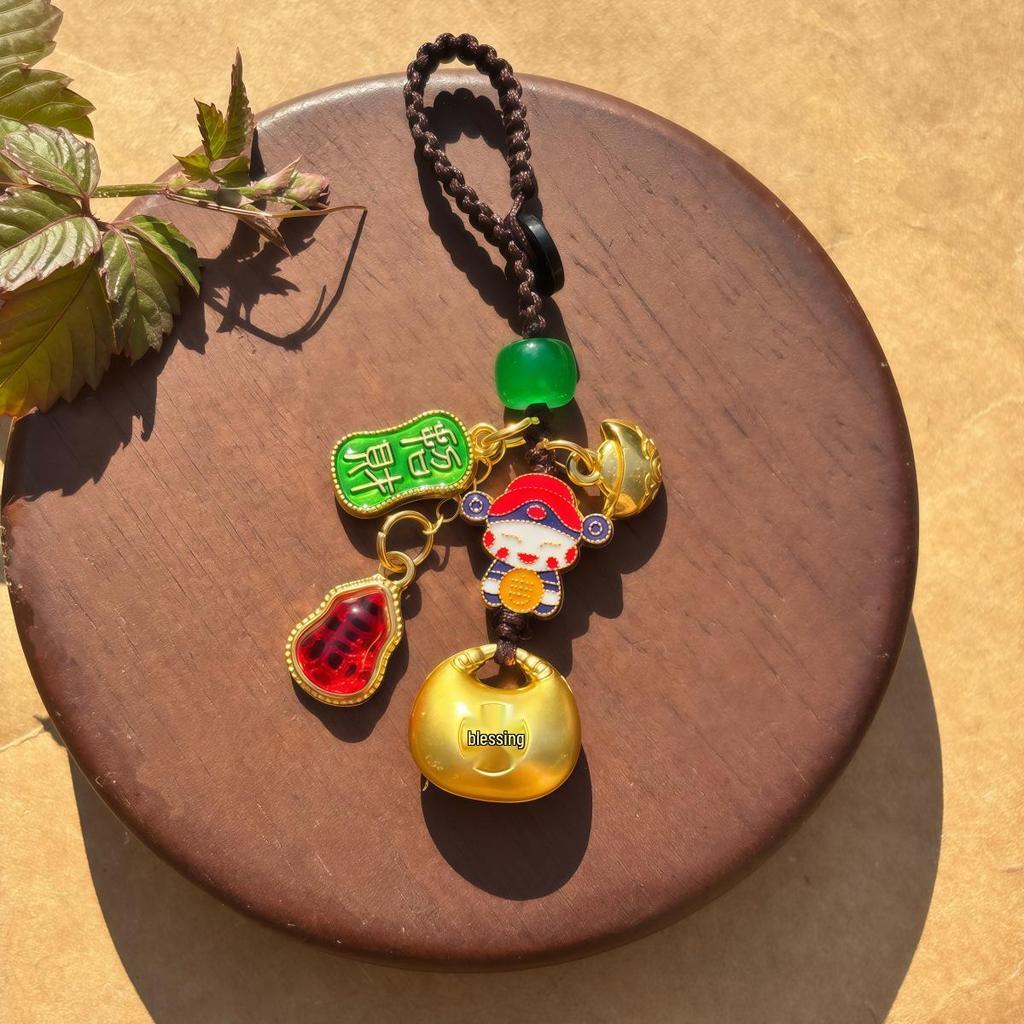 Ancient Gold Good Luck Red Rope Keychain Pendant
